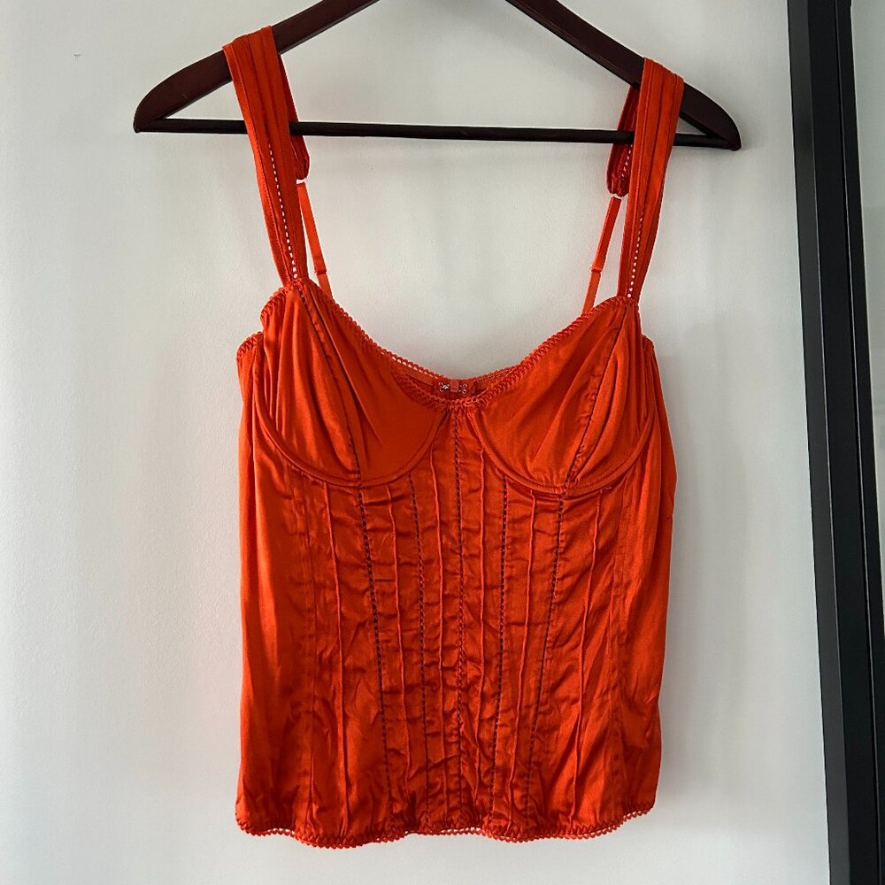 Marciano Orange Corset Top - Adjustable and Flattering, Size Medium